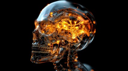 Illuminated transparent skull