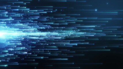 Wall Mural - light trail horizontal 60 fps abstract cold tech blue light trail creative cosmic background.