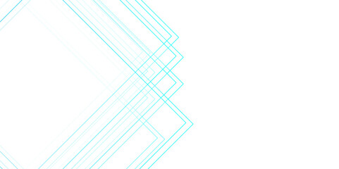 Wall Mural - abstract minimalistic background with overlapping cyan lines forming geometric diamond and square sh