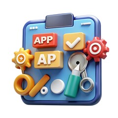 3d render of app development and programming interface