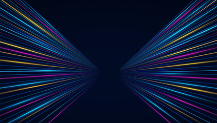 Wall Mural - high-speed movement light lines, internet networks. concept big data flow, machine learning, artific