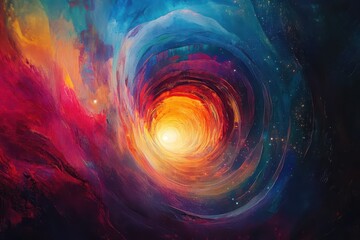 Wall Mural - explore the vibrant colors of the cosmic vortex filled with swirling galaxies and radiant energy, jo