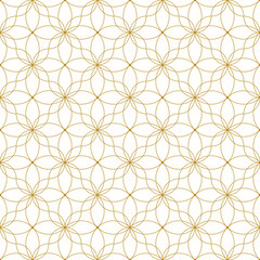 Wall Mural - seamless pattern featuring delicate gold geometric floral motifs on a clean white background, perfec