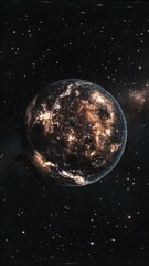 Wall Mural - a close up of a planet in space with a lot of stars surrounding it. the planet is surrounded by a lo