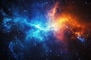 Wall Mural - mesmerizing intergalactic nebula displaying radiant blue and orange hues in the vast cosmos, mesmeri
