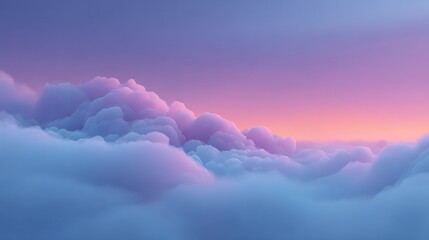 Wall Mural - soft, fluffy clouds bathed in pastel hues of purple, pink, and blue create a serene and dreamy sky a