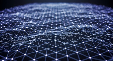 Wall Mural - Abstract Network: Glowing Nodes and Connections