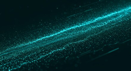 Wall Mural - Teal Data Stream: Abstract Digital Network with Glowing Particle Flow