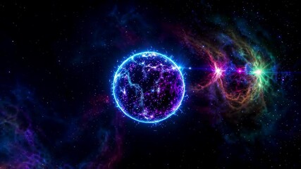 Wall Mural - a blue and purple ball of gas in the middle of a galaxy