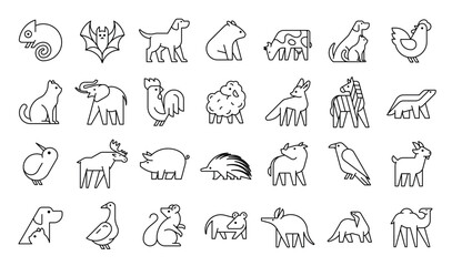 Naklejka na meble Animals logos collection. Animal logo set. Geometrical abstract logos. Icon design