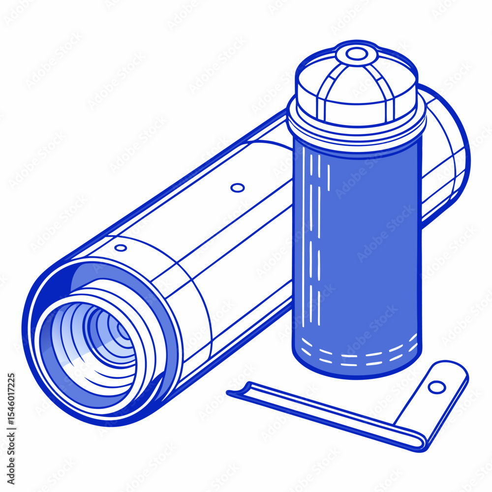 Tube Basic Drawing Blueprint of a cylindrical tube with cap detailed technical drawing ...