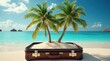 © Alex Pios - Tropical beach with palms inside a suitcase, perfect for travel, business, and real estate promotions. Escape, relax, and dream for next vacation or investment destination.