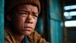 © Dulemegapixel - This poignant portrait captures a young boy's emotional expression, with tears reflecting his feelings of sadness, surrounded by a rustic and textured environment.