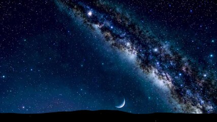 Wall Mural - milky and the moon in the night sky