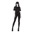 © Naseem - Lanky tall lady showing long limbs and a relaxed, casual stance - tall lady silhouette - tall lady Vector - Silhouette of tall lady