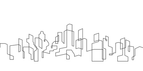 city building one line continuous seamless pattern thin line illustration for decoration,background,graphic,footer,etc.