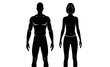 © technology love - Black silhouettes of a man and a woman on white background