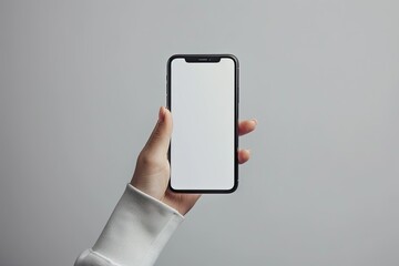 Detailed Color Image of Modern Phone Mockup in Woman Hand Isolated