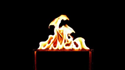 Wall Mural - flames are burning in a black box on a black background