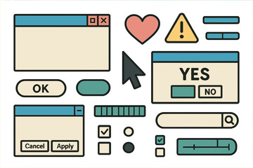 user interface elements from the 90s have a retro style, with 90s retro user interface elements bein