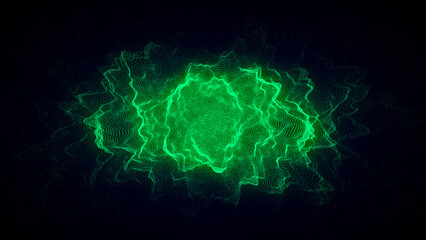 Wall Mural - technology green sphere with connecting dots and lines. digital abstract network structure. 3d rende