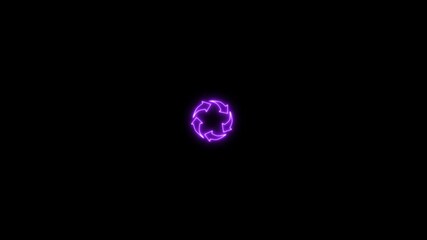 Wall Mural - Reload icon animation on black background. Neon refresh sign icon with Circle arrow rotation animated.