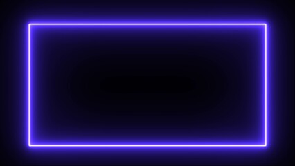 Wall Mural - Neon rectangle frame icon illustration on black background. Rectangular frame with moving line. Neon light rectangle frame border illustration.