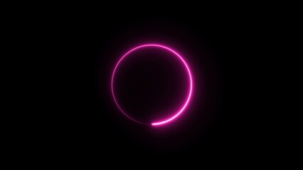 Wall Mural - Abstract neon circle loading icon illustration on black background. glowing neon circle icon