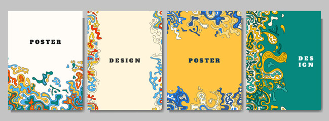 Wall Mural - vector illustration. flat style hand drawn pattern frame. trendy color design for poster, book cover