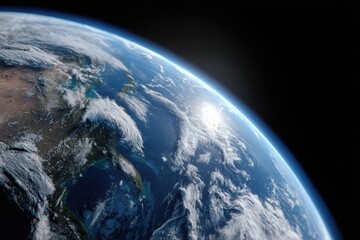 Wall Mural - planet earth from space with visible continents and clouds