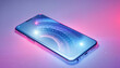 © Olga - Modern smartphone with glowing screen in vibrant pink and blue light