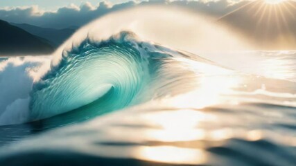 Wall Mural - a bright and sunny day with waves crashing against the shore