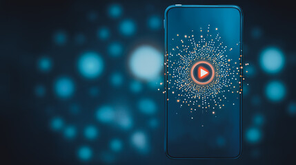 Wall Mural - digital streaming hub: a futuristic smartphone interface showcases a dynamic streaming experience, c