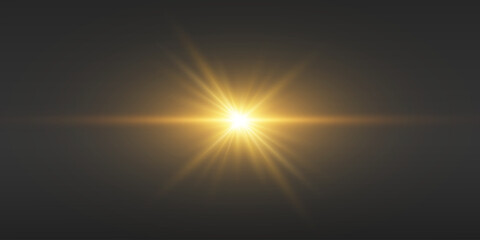 Wall Mural - glowing star light effect with horizontal glow and flash.