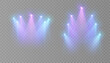 © MAKSYM - Stage spotlights with bright blue and purple beams on a transparent background. Suitable for shows, concerts, presentations and interfaces.