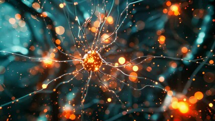 Wall Mural - a macro image of neurons brain cells against a dark background