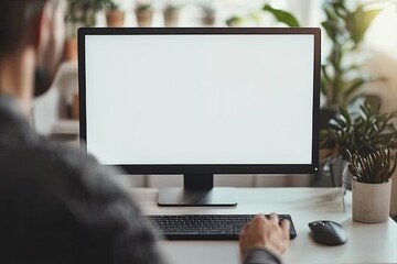 high resolution picture of person with html on computer