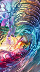 Wall Mural - fantasy colorful water wave