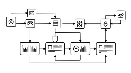 Flowchart illustrating a data processing workflow. Suitable for technology, data analysis, and software development