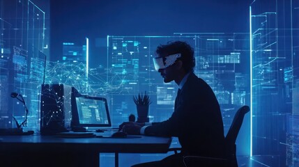 Futuristic Programmer in Virtual Reality