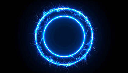 Wall Mural - abstract blue lightning circle on dark backdrop. mysterious shape. modern design.