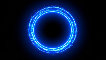 Wall Mural - abstract blue lightning circle on dark backdrop. mysterious shape. modern design.