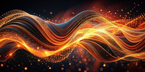 Canvas Print - vibrant abstract orange and black wave particle background with intricate patterns and shapes swirli