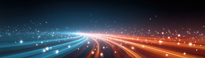 Wall Mural - dynamic light trails in contrasting blue and orange hues, creating a sense of motion and energy agai