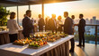 © K'kriang Krai - Elegant business event with appetizers and sunset view, creating warm atmosphere