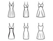 © BIBI - set of slip dress sketch icon line art  vector illustration