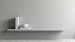 © Radorog. - minimalistic shelf with books on a gray wall, copy space