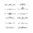 © Borsha - text dividers doodle set. Wedding decorative elements. Divider ornament, borders, floral, vintage line separators. Hand drawn vector illustration isolated on white background. Set page dividers.
