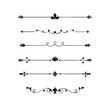 © Borsha - Text dividers doodle set. Wedding decorative elements with leaves, swirls, hearts. Divider ornament, borders, lines. Hand drawn vector illustration isolated on white background