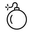 © bannanabread - Bomb icon vector illustration. Bomb with fuse cartoon illustration.